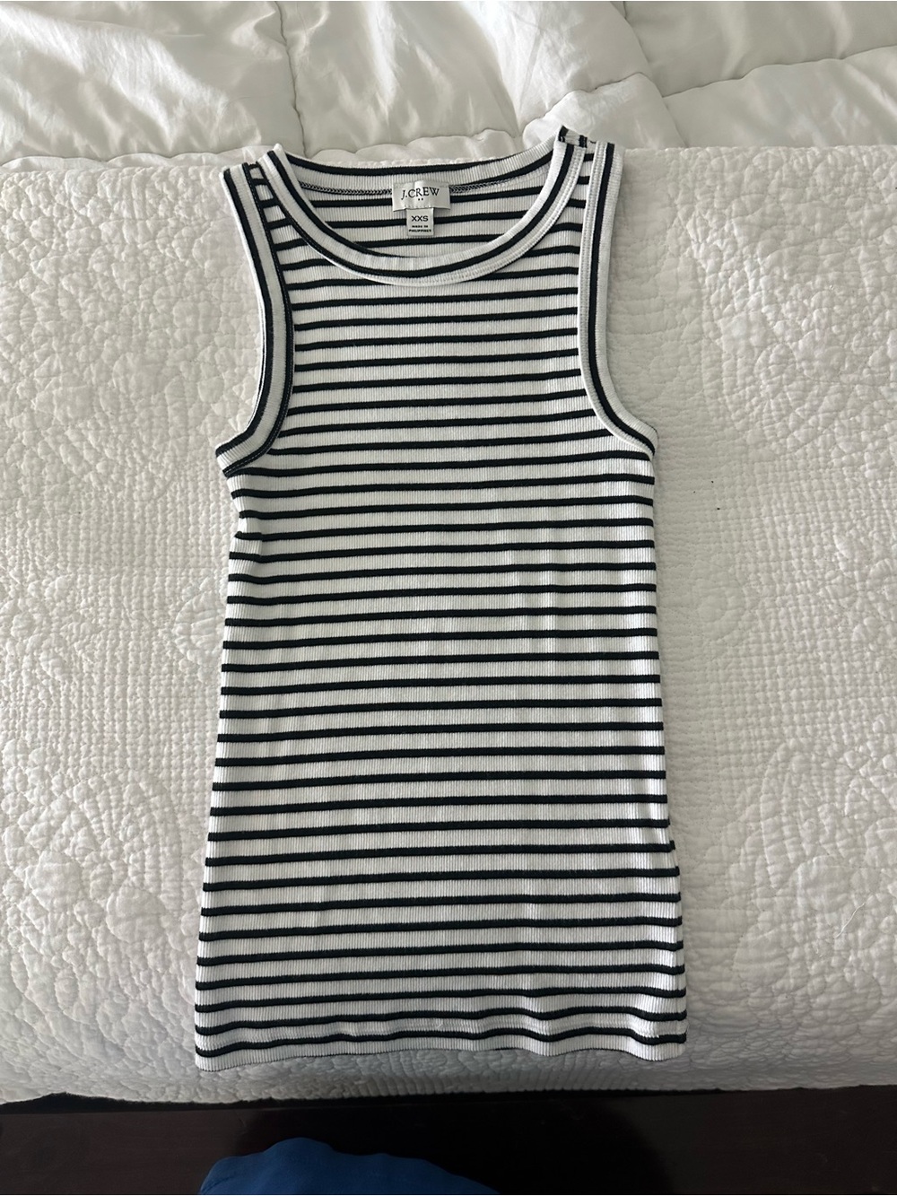 J. Crew Black and White Striped Ribbed Tank